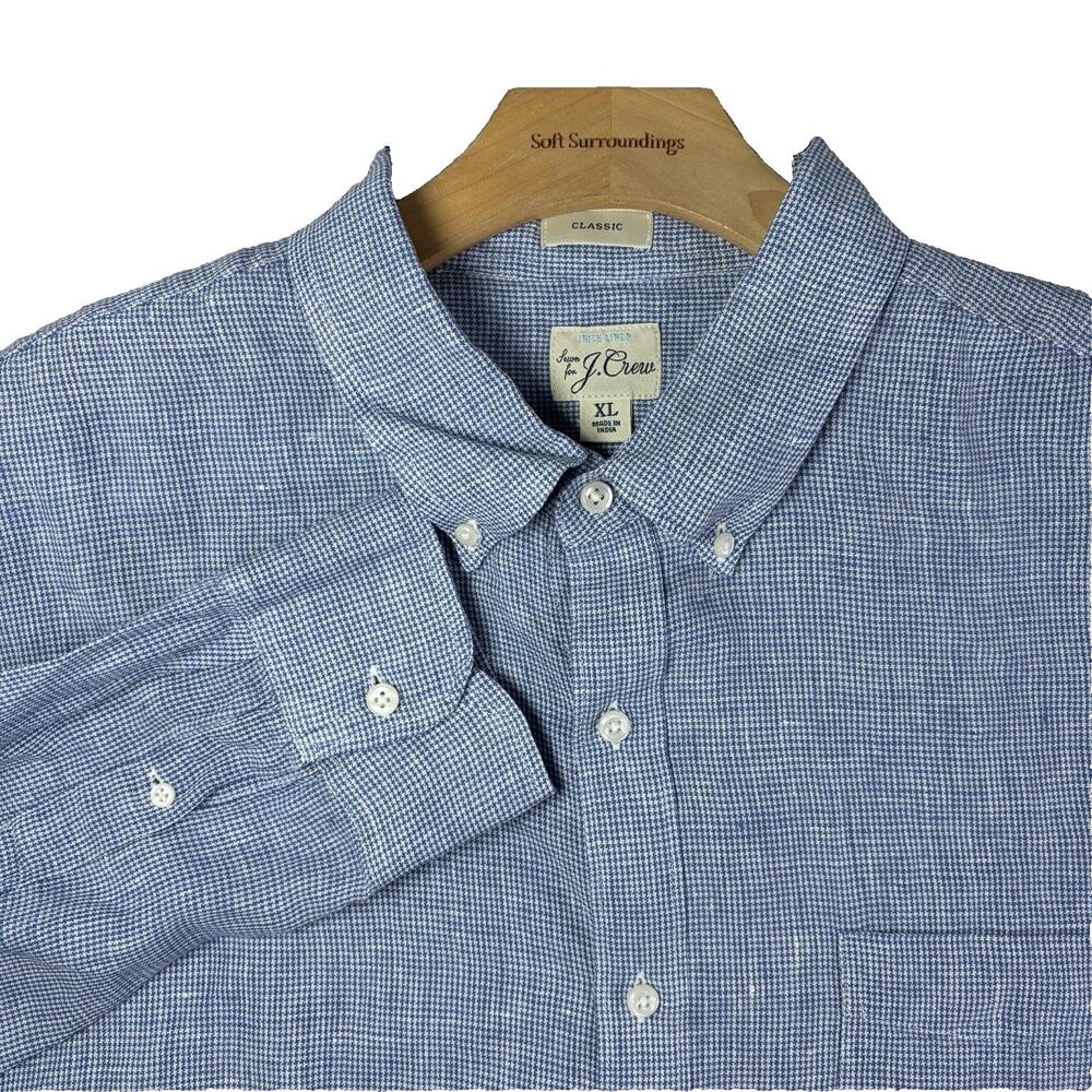 J Crew Irish Linen Shirt Mens XL Classic Baird McNutt Long Sleeve Blue Summer
